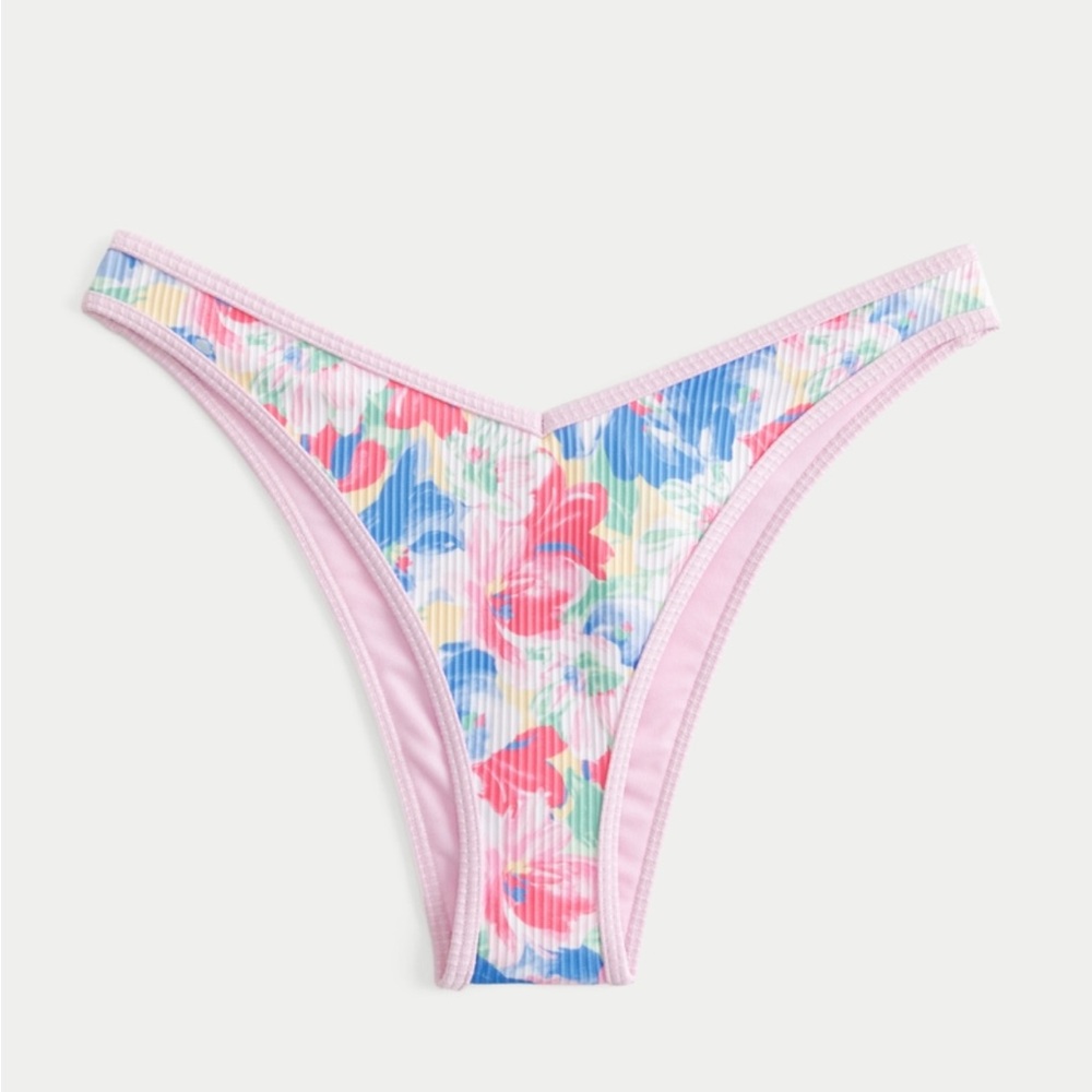 Hollister Floral Bikini Bottom - Pink and Blue